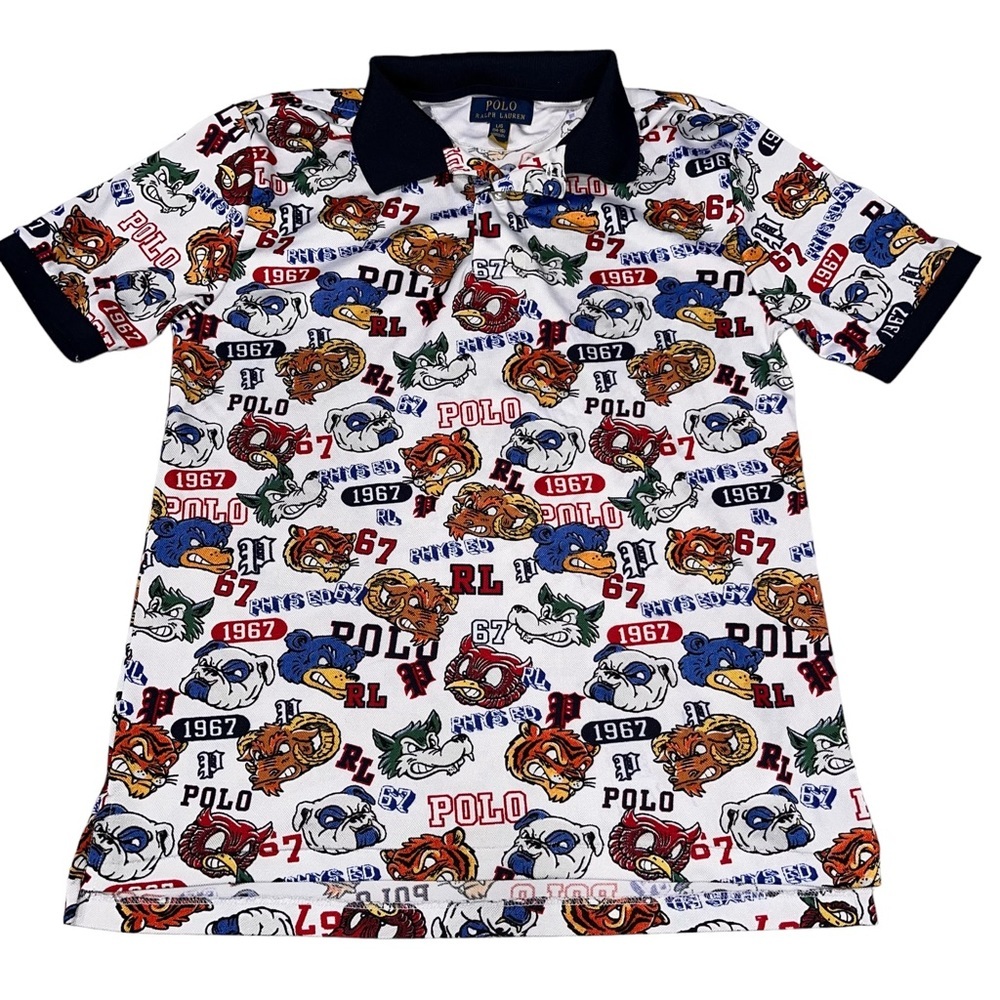 Polo Ralph Lauren Boys Mesh Mascot Collegiate Polo Shirt Top